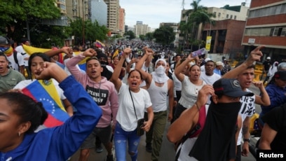Protestas en Caracas contra resultado electoral